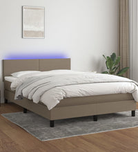 Boxspringbett mit Matratze & LED Taupe 140x200 cm Stoff