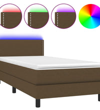 Boxspringbett mit Matratze & LED Dunkelbraun 80x200 cm Stoff