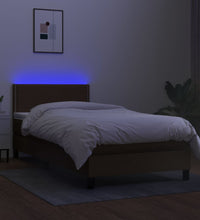 Boxspringbett mit Matratze & LED Dunkelbraun 80x200 cm Stoff