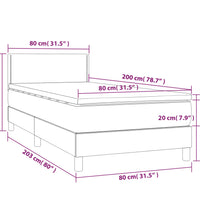 Boxspringbett mit Matratze & LED Dunkelbraun 80x200 cm Stoff