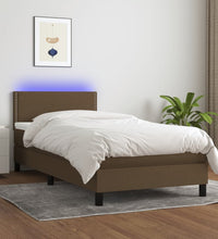 Boxspringbett mit Matratze & LED Dunkelbraun 80x200 cm Stoff