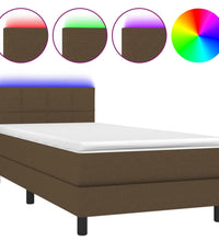 Boxspringbett mit Matratze & LED Dunkelbraun 80x200 cm Stoff