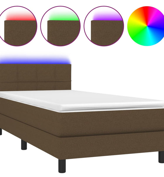 Boxspringbett mit Matratze & LED Dunkelbraun 80x200 cm Stoff