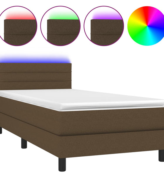 Boxspringbett mit Matratze & LED Dunkelbraun 80x200 cm Stoff