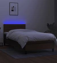 Boxspringbett mit Matratze & LED Dunkelbraun 80x200 cm Stoff