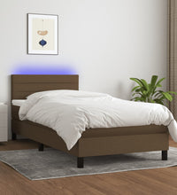 Boxspringbett mit Matratze & LED Dunkelbraun 80x200 cm Stoff
