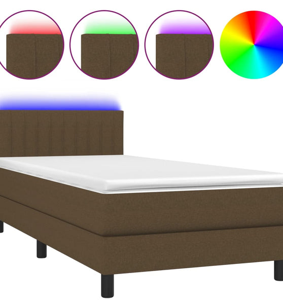 Boxspringbett mit Matratze & LED Dunkelbraun 80x200 cm Stoff
