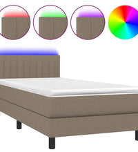 Boxspringbett mit Matratze & LED Taupe 90x200 cm Stoff