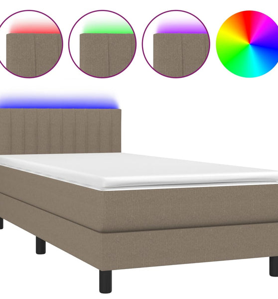 Boxspringbett mit Matratze & LED Taupe 90x200 cm Stoff