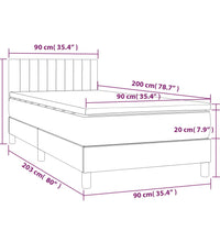 Boxspringbett mit Matratze & LED Taupe 90x200 cm Stoff