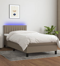 Boxspringbett mit Matratze & LED Taupe 90x200 cm Stoff