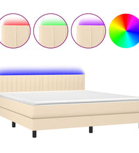 Boxspringbett mit Matratze & LED Creme 180x200 cm Stoff