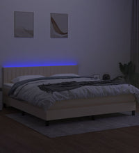Boxspringbett mit Matratze & LED Creme 180x200 cm Stoff
