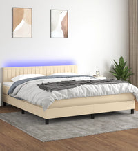 Boxspringbett mit Matratze & LED Creme 180x200 cm Stoff