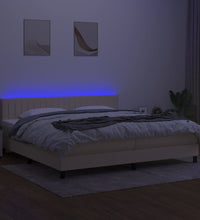 Boxspringbett mit Matratze & LED Creme 200x200 cm Stoff