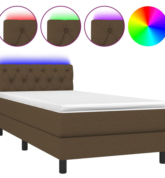 Boxspringbett mit Matratze & LED Dunkelbraun 80x200 cm Stoff