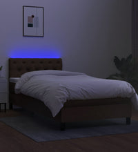 Boxspringbett mit Matratze & LED Dunkelbraun 80x200 cm Stoff