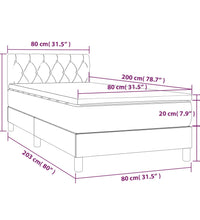 Boxspringbett mit Matratze & LED Dunkelbraun 80x200 cm Stoff