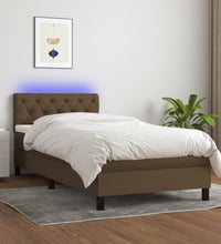 Boxspringbett mit Matratze & LED Dunkelbraun 80x200 cm Stoff