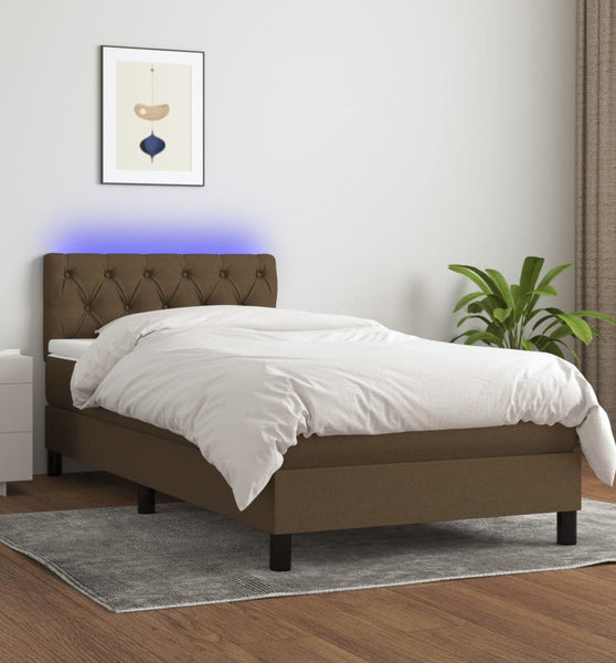 Boxspringbett mit Matratze & LED Dunkelbraun 80x200 cm Stoff