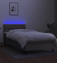 Boxspringbett mit Matratze & LED Taupe 90x200 cm Stoff