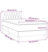Boxspringbett mit Matratze & LED Taupe 90x200 cm Stoff