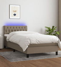 Boxspringbett mit Matratze & LED Taupe 90x200 cm Stoff