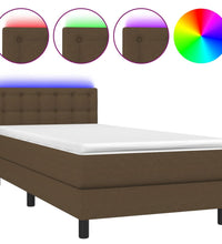 Boxspringbett mit Matratze & LED Dunkelbraun 80x200 cm Stoff