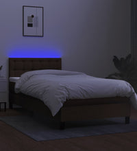 Boxspringbett mit Matratze & LED Dunkelbraun 80x200 cm Stoff