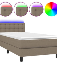 Boxspringbett mit Matratze & LED Taupe 90x200 cm Stoff