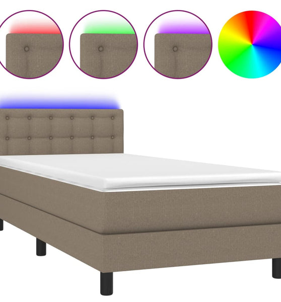 Boxspringbett mit Matratze & LED Taupe 90x200 cm Stoff