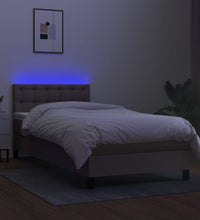 Boxspringbett mit Matratze & LED Taupe 90x200 cm Stoff