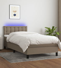 Boxspringbett mit Matratze & LED Taupe 90x200 cm Stoff