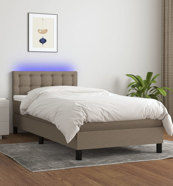 Boxspringbett mit Matratze & LED Taupe 90x200 cm Stoff