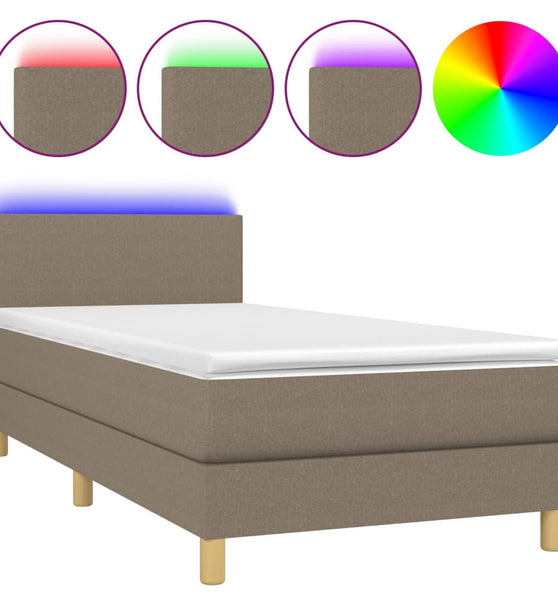 Boxspringbett mit Matratze & LED Taupe 90x200 cm Stoff