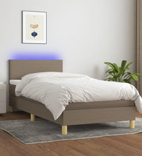 Boxspringbett mit Matratze & LED Taupe 90x200 cm Stoff