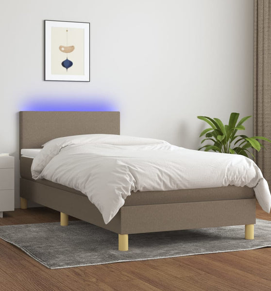 Boxspringbett mit Matratze & LED Taupe 90x200 cm Stoff