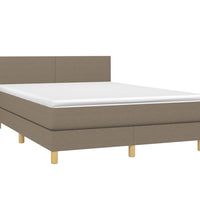 Boxspringbett mit Matratze & LED Taupe 140x200 cm Stoff