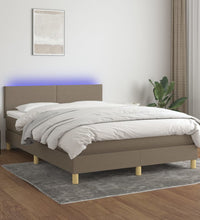 Boxspringbett mit Matratze & LED Taupe 140x200 cm Stoff