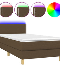 Boxspringbett mit Matratze & LED Dunkelbraun 80x200 cm Stoff