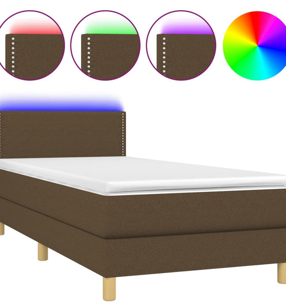 Boxspringbett mit Matratze & LED Dunkelbraun 80x200 cm Stoff