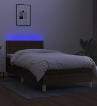 Boxspringbett mit Matratze & LED Dunkelbraun 80x200 cm Stoff
