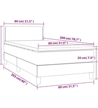 Boxspringbett mit Matratze & LED Dunkelbraun 80x200 cm Stoff