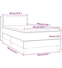 Boxspringbett mit Matratze & LED Hellgrau 90x190 cm Stoff