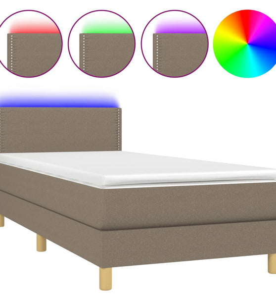 Boxspringbett mit Matratze & LED Taupe 90x200 cm Stoff