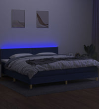 Boxspringbett mit Matratze & LED Blau 200x200 cm Stoff