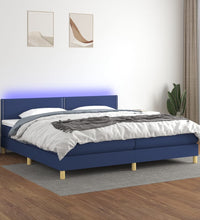 Boxspringbett mit Matratze & LED Blau 200x200 cm Stoff