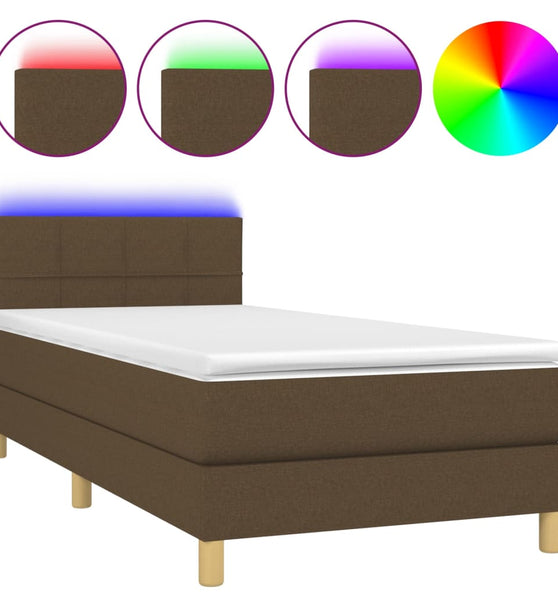 Boxspringbett mit Matratze & LED Dunkelbraun 80x200 cm Stoff