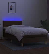 Boxspringbett mit Matratze & LED Dunkelbraun 80x200 cm Stoff