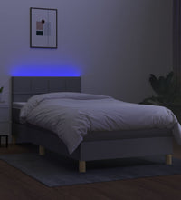 Boxspringbett mit Matratze & LED Hellgrau 90x190 cm Stoff